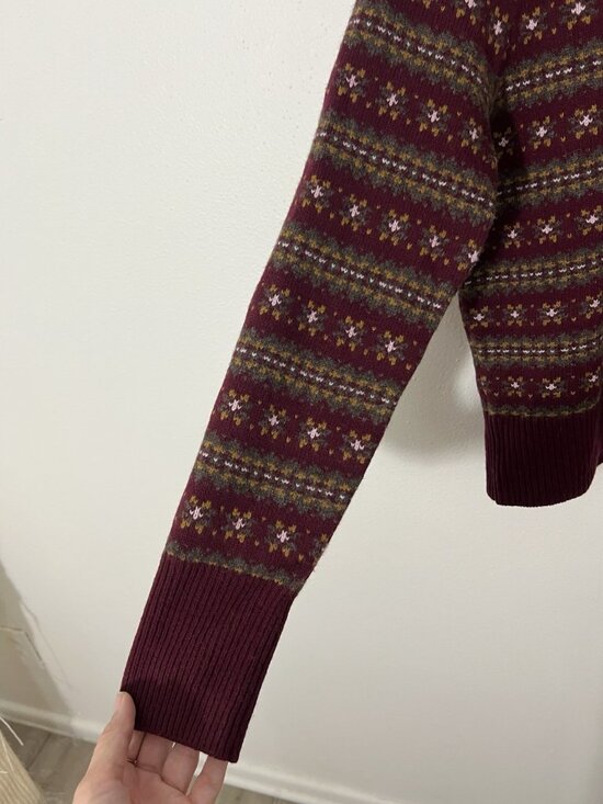 FAHERTY Women’s Highland Fair Isle Sweater Merino Wool Blend Size Small - Picture 4 of 15